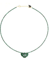 MALACHITE AND JADE CONDOR FACETED NECKLACE