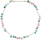 OPAL, CHRYSOPHRASE, AMAZONITE AND NATURAL PEARL DROP NECKLACE