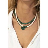 MALACHITE AND JADE CONDOR FACETED NECKLACE