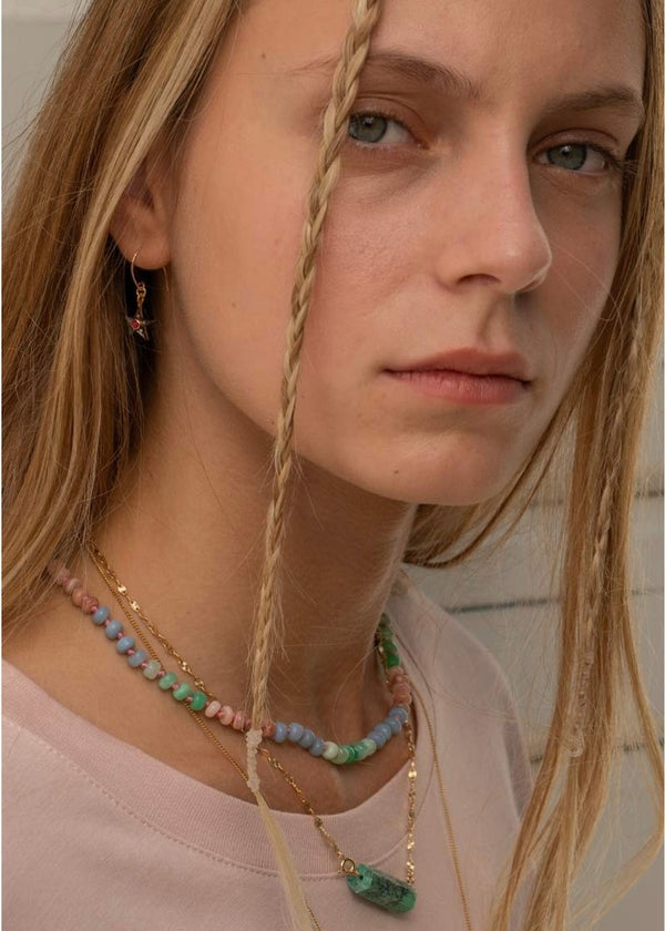 Turquoise and Sun Rola Bola Necklace