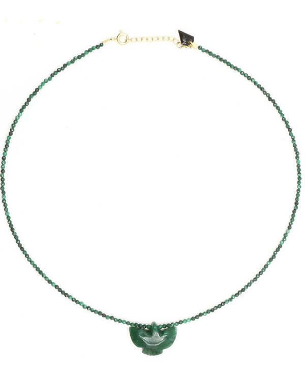 MALACHITE AND JADE CONDOR FACETED NECKLACE