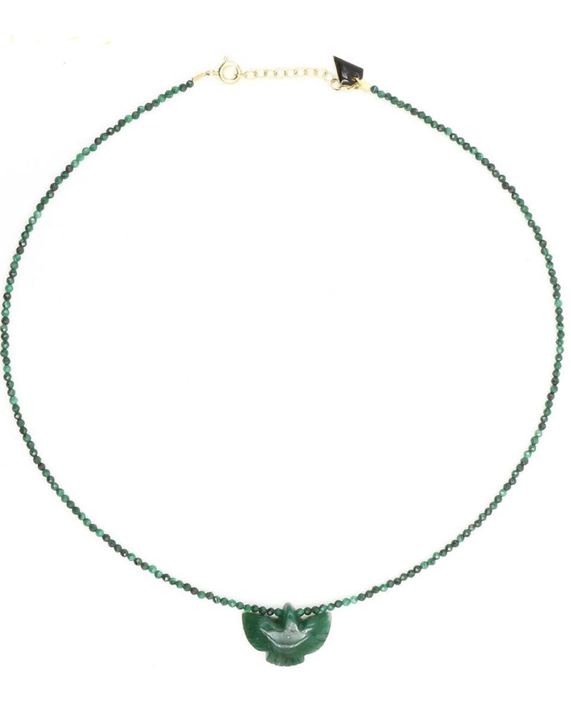 MALACHITE AND JADE CONDOR FACETED NECKLACE
