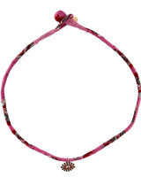 FLORAL ROSE AND RED EYE FABRIC NECKLACE