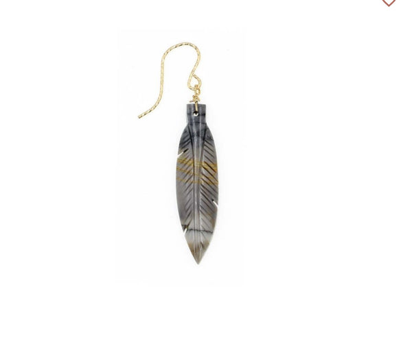 PLUME BEIGE FEATHER EARRING