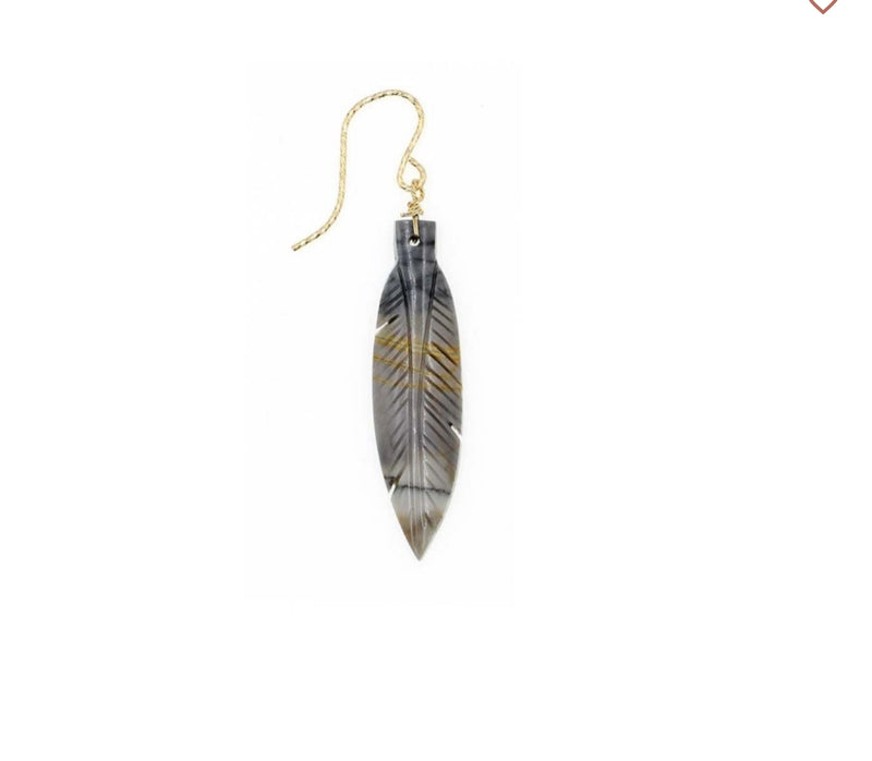 PLUME BEIGE FEATHER EARRING