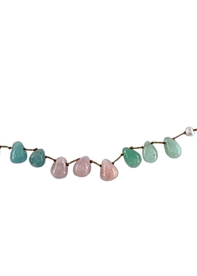 OPAL, CHRYSOPHRASE, AMAZONITE AND NATURAL PEARL DROP NECKLACE