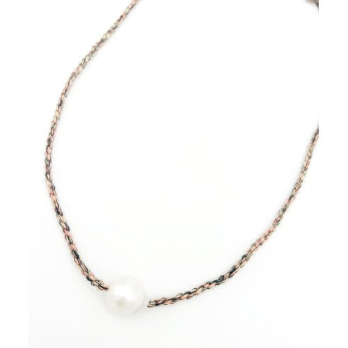 COTTON NECKLACE WITH PEARL