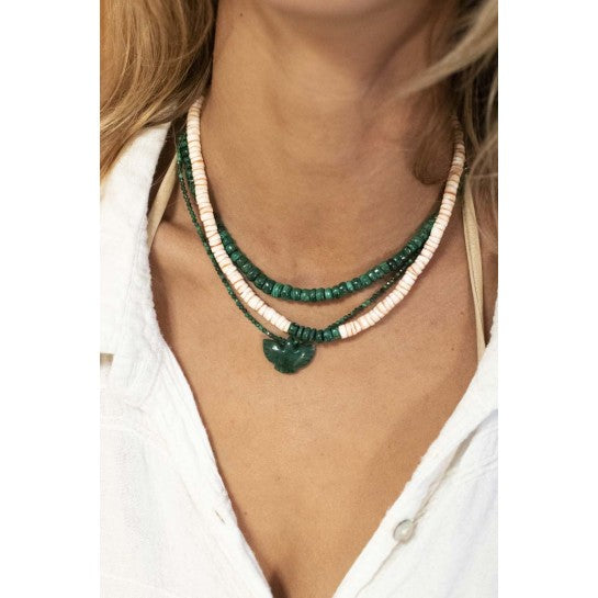 MALACHITE AND JADE CONDOR FACETED NECKLACE