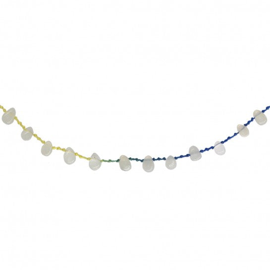 MULTICOLOR CORD MOONSTONE DROP NECKLACE