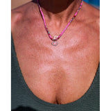 FLORAL ROSE AND RED EYE FABRIC NECKLACE