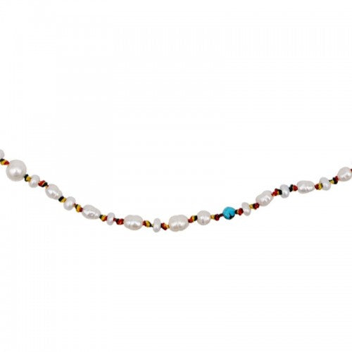 CANDIES NECKLACE IN NATURAL FRESHWATER PEARL AND TURQUOISE